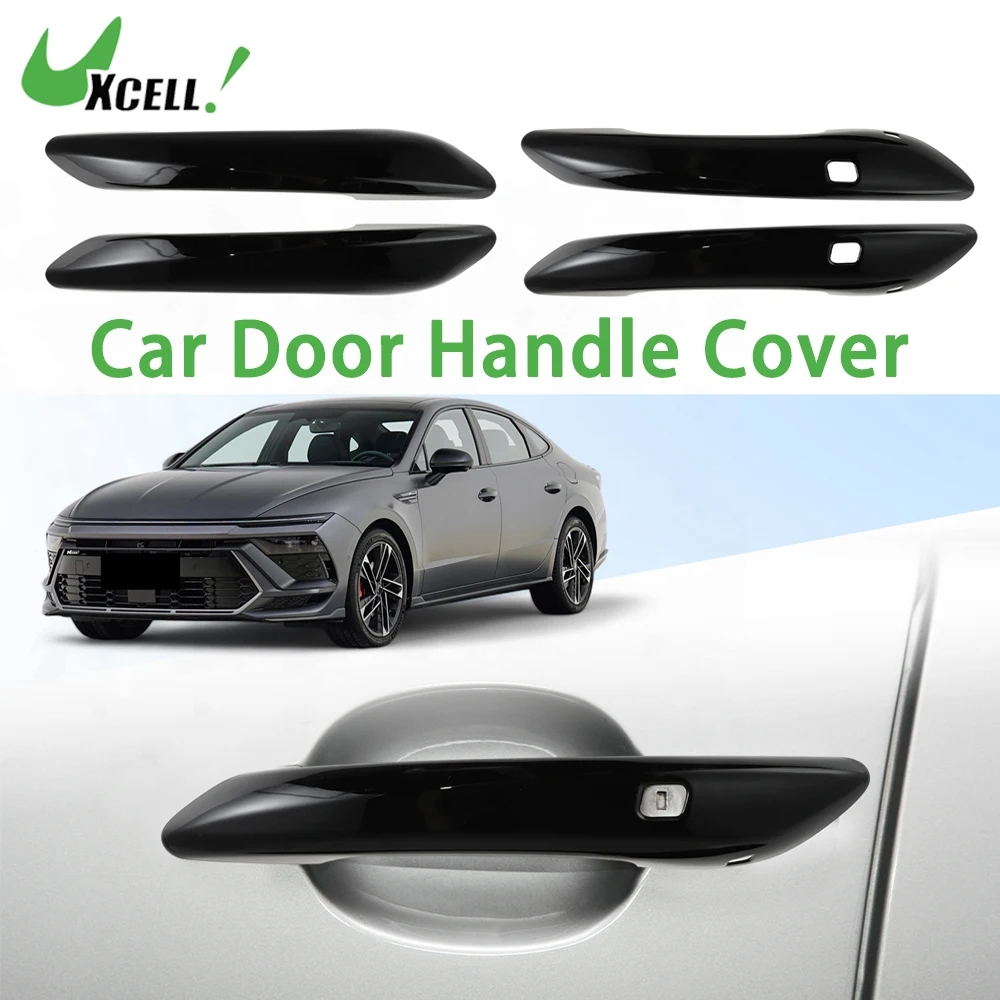 

UXCELL Door Handle Cover Protector for Hyundai for Chevy Exterior ABS Material Door Handle Trim Glossy Black with Smart Keyhole