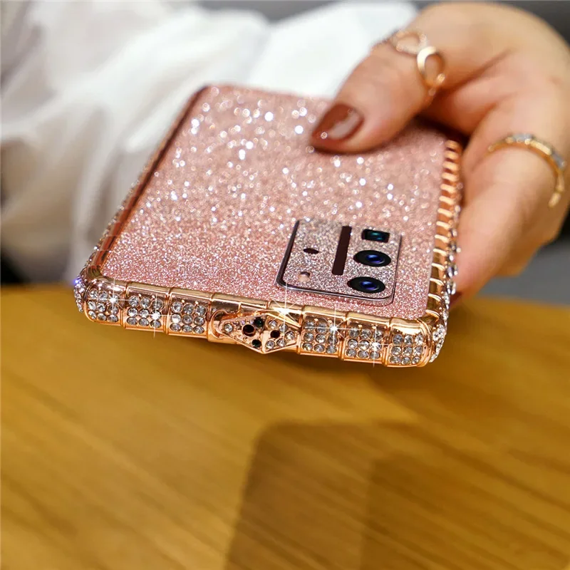 

Diamonds Bling Metal Border Suitable For HUAWEI P40 P40pro Phone Case Rhinestone Bumper Glitter Back Cover