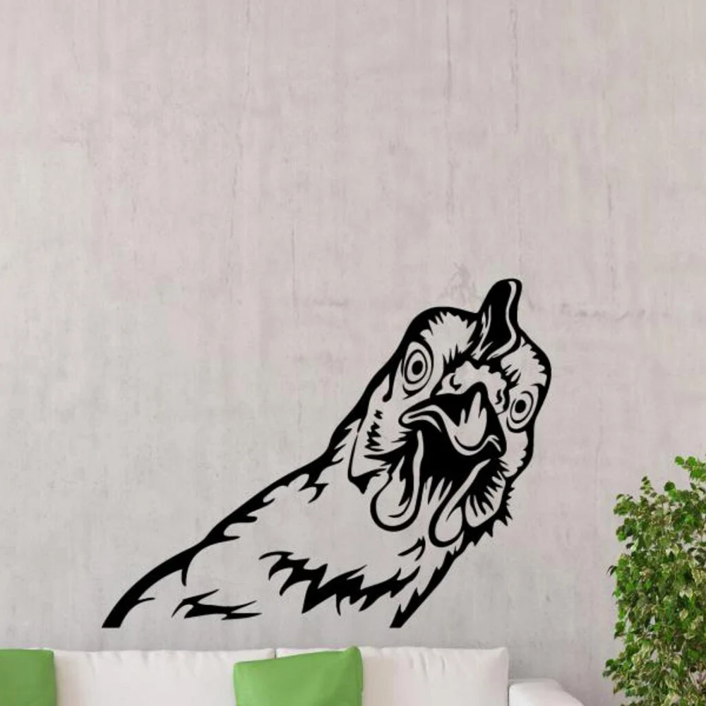 Chicken Head Wall Decal Vinyl Sticker Kitchen Meat BBQ Sign Grill Farmhouse Ranch Wall Sticker Farmer Chef Gift Mural S644