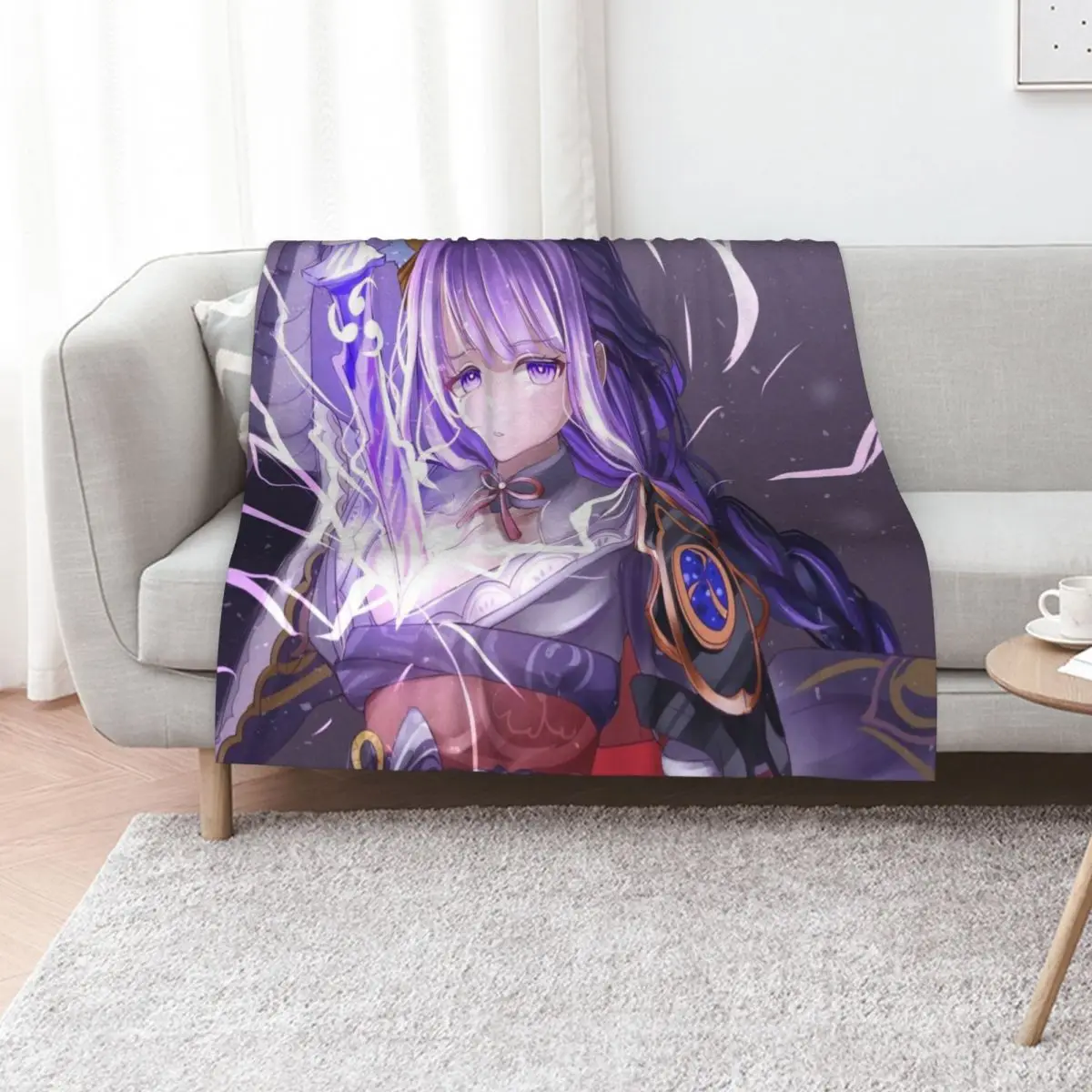 Raiden Shogun Throw Blanket Tourist Soft Big Soft Bed covers Picnic For Decorative Sofa Blankets