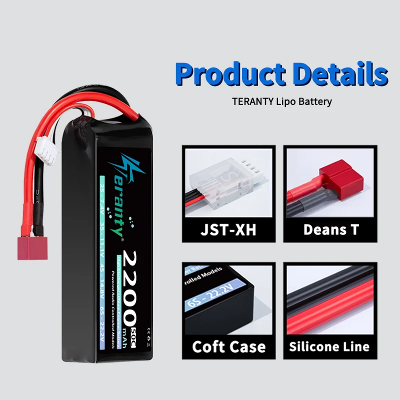 TERANTY 3S 11.1V 2200mAh 50C/100C Lipo Battery For RC Racing Cars Four Drive Off-Road Spare Parts 11.1V Battery