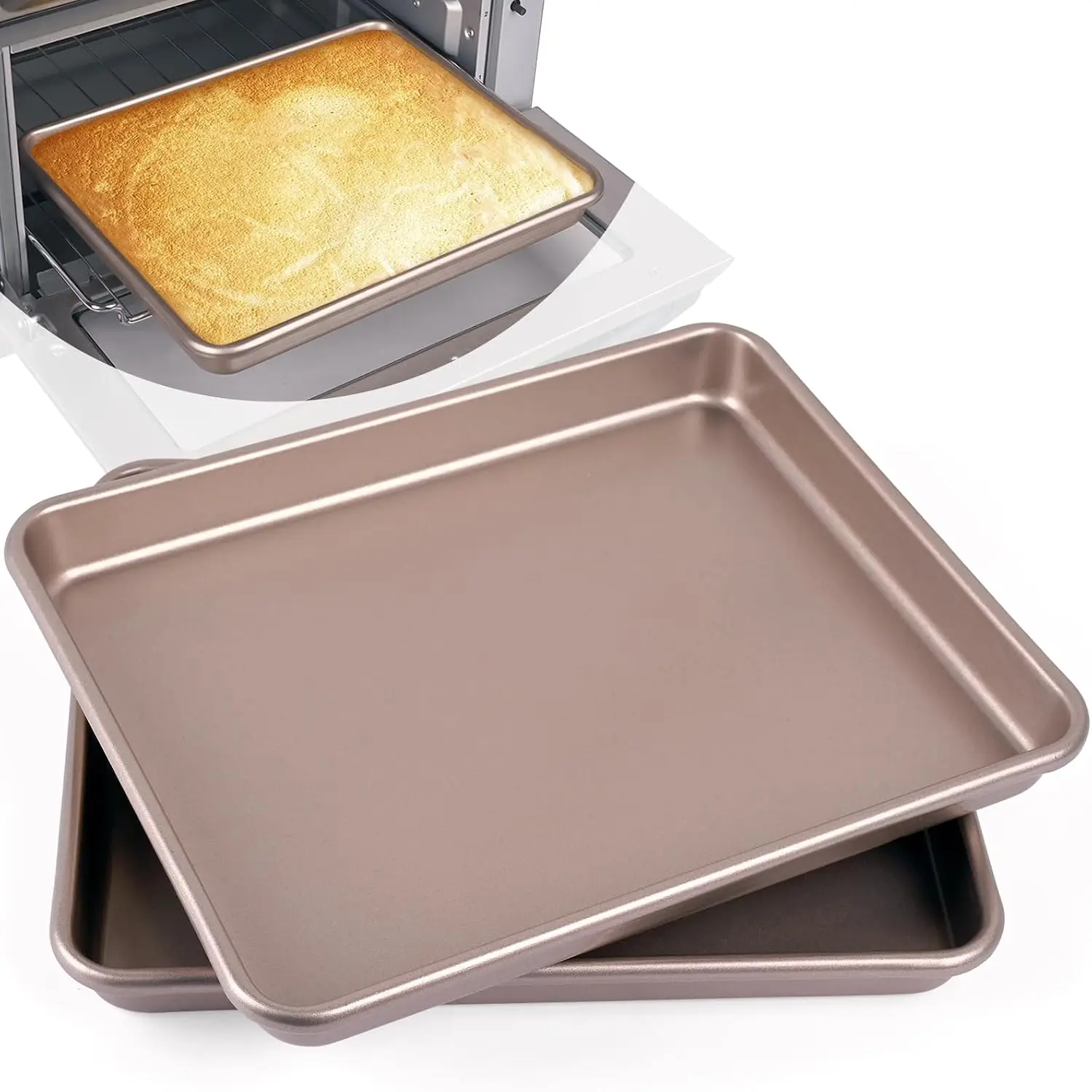11 Inch Air Fryer Toaster Oven Tray Set of 2 Nonstick Heavy Carbon Steel Baking Sheets Cookie Pan