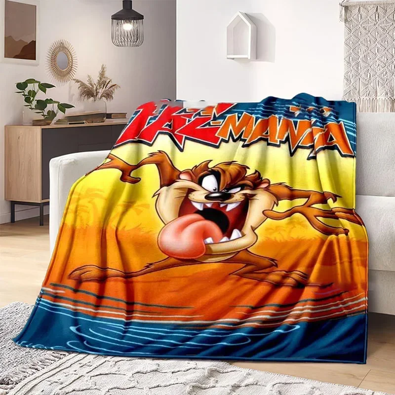 Cartoon Tasmanian Devil Blanket Lightweight Warm Throw Blanket Soft Cute Big Mouth Blankets for Living Room Bedroom Kidsroom
