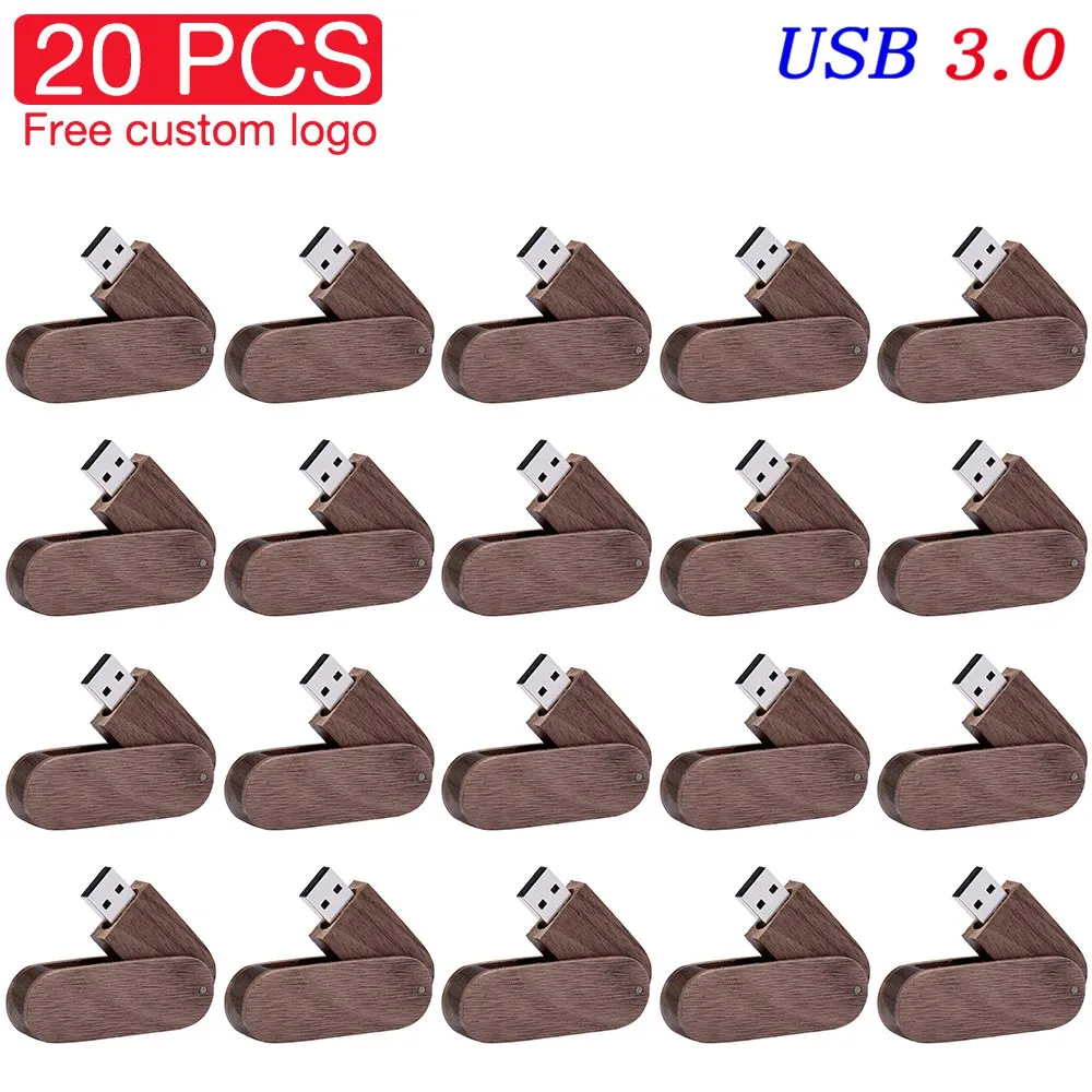 JASTER 20PCS/LOT USB 3.0 Flash Drives 128GB Rotatable Pendrive Free Logo 64GB wedding gift USB Stick 32GB 16GB 8GB 4GB U Disk