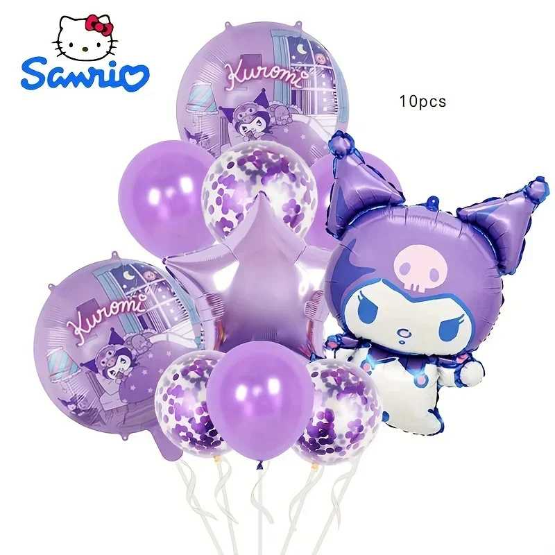 10pcs Sanrio My Melody Balloon Set Cute Kuromi Kids Cartoon Anime Perfect for Birthday Graduations Weddings Party Decorations