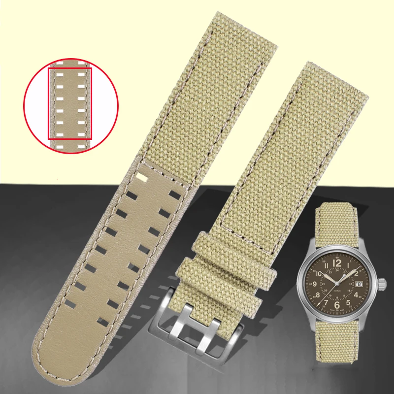 For Hamilton Khaki Field Watch h760250/h77616533/h70605963 H68201993 Watch Strap Genuine Leather Nylon Men Watch Band 20mm 22mm