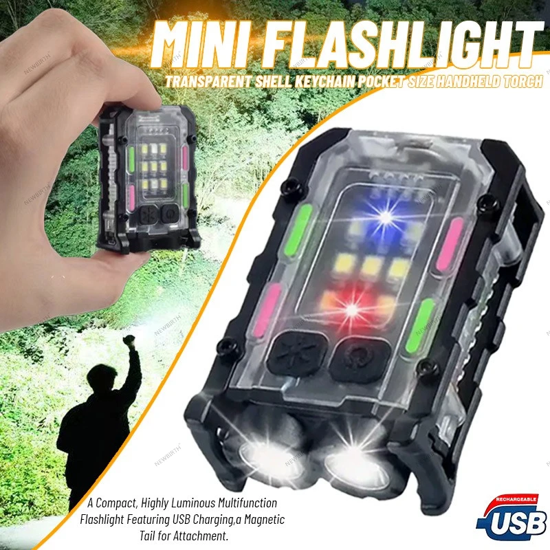 Bright EDC Flashlight Portable Mini LED Light Outdoor Camping Hiking Tools USB Rechargeable Running Emergency Hiking Lantern
