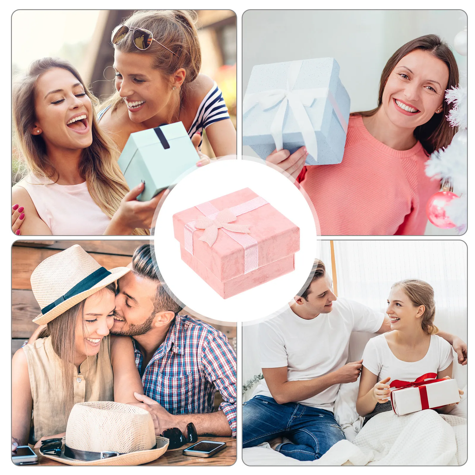 16 قطعة مجوهرات للنساء Bowknot حلقة حالة القرط التخزين المنظم الزفاف عيد الحب خاتم صندوق للنساء هدية السماء الزرقاء