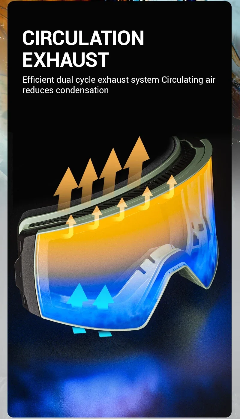 Kapvoe Schneebrille Herren Snowboarden Skimaske Photochrome Skibrille Antibeschlag UV400 Schneemobilbrille Motorrad Radfahren – Detail 12
