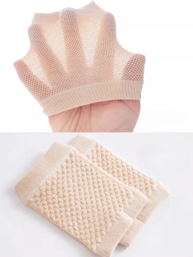 5 Pairs Summer Thin Women Two-toed Socks Mesh Breathable Sweat-absorbing Non-slip Invisible Half-section Solid-color Cotton Sock