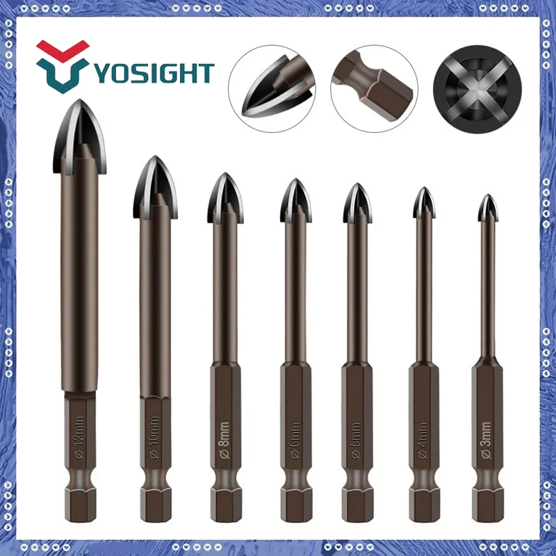 

Оптовая продажа, шестиугольное крестовое сверло для плитки, стеклокерамика, бетон, цемент, открывалка для стен, набор треугольных сверл из сплава