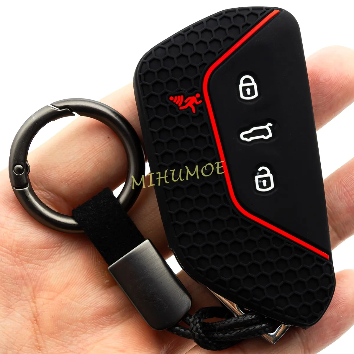 هلام السيليكا 4 أزرار مفتاح السيارة فوب سلسلة غطاء ل 2021-2025 VW Golf GTI R MK8 ID.4 تيجوان أطلس كروس سبورت 2024 2023 2022