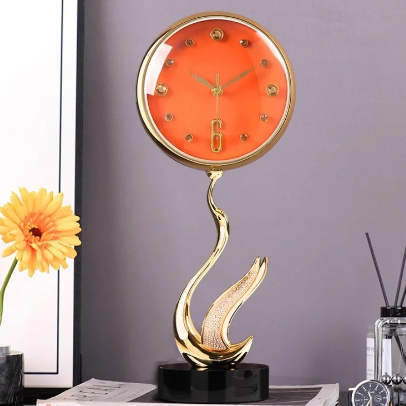 European Style Restaurant Desktop Desk Clock Living Room Decoration Desktop Gadget Watch Nightstand Alarm Clock Mute Clock