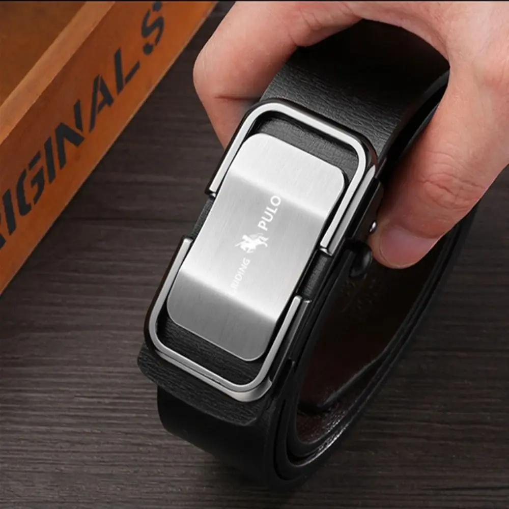 

Versatile Business Leather Belt Vintage Luxury Design Man Automatic Buckle Belt Waistband