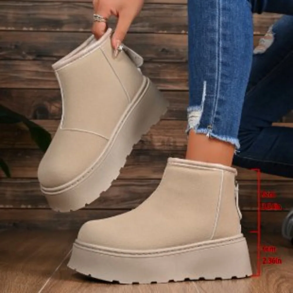 2026 جديد الشتاء الإسفنج كعكة سميكة سوليد أحذية الثلوج للنساء ، أفخم أنبوب قصير أحذية الثلوج ، في الهواء الطلق أحذية بوت قصيرة دافئة #6
