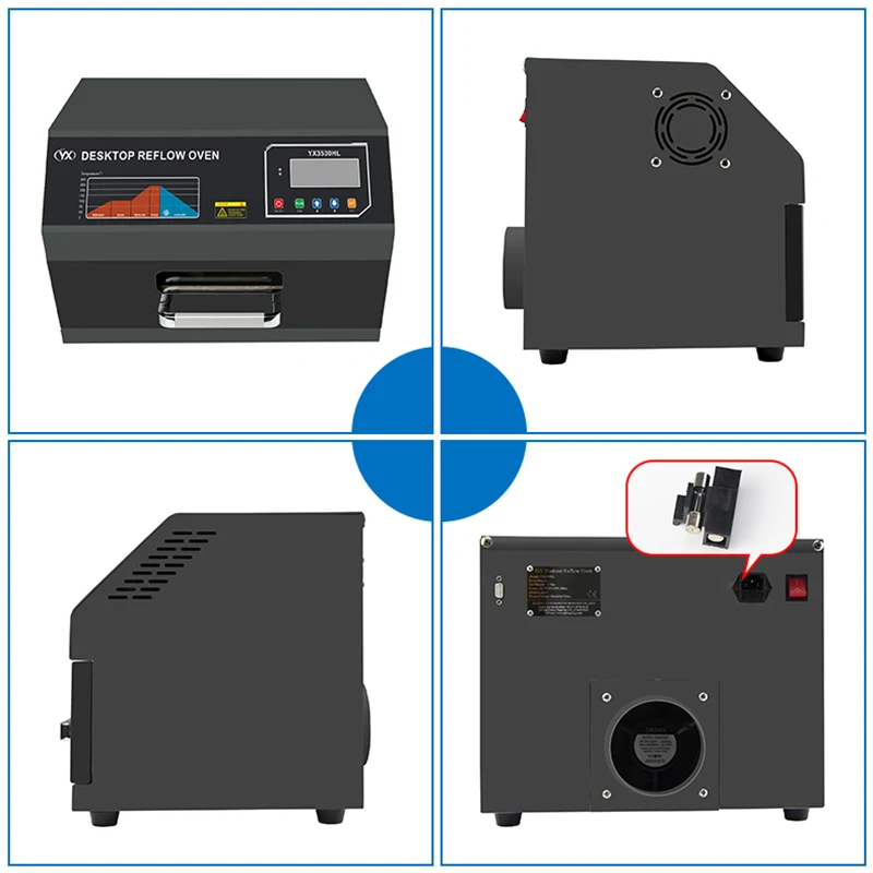 Desktop Reflow Oven 2400W 350x300mm Infrared Hot Air Smd Reflow Soldering For Smt Small Batch Production And Processing YX3530HL