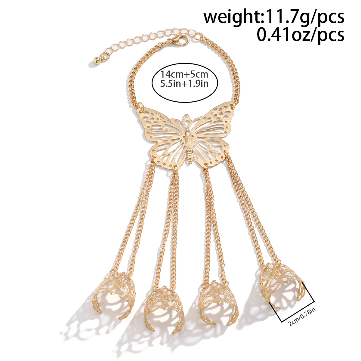 PuRui Punk Metal Finger Rings Bracelet for Women Butterfly Charm Hand Back Chain Bangles Fit Halloween Party Girls Jewelry Gift