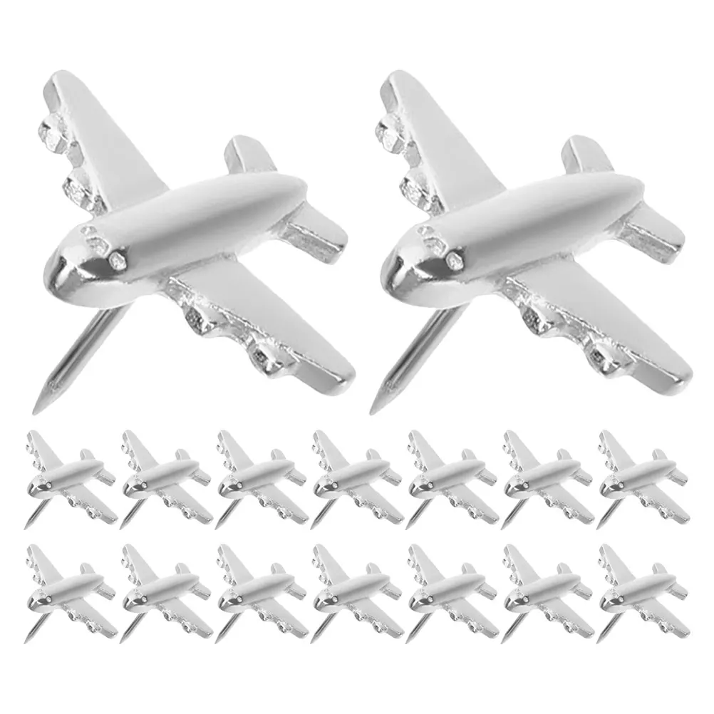 

24 Pcs Metal Airplane Thumbtack Decorative Pushpins Cute Tacks Felt Silver Shape Shaped Thumbtacks