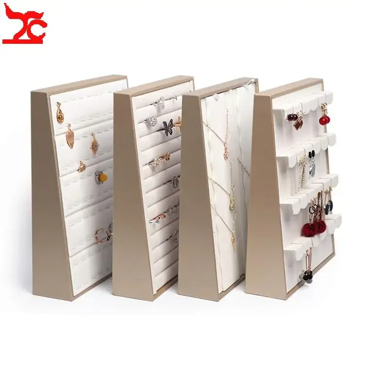 Leather Tray for Jewelry Exhibition Earrings Necklace Pendant Rings Display Organizer Bevel Jewelry Storage Tray Store Counter