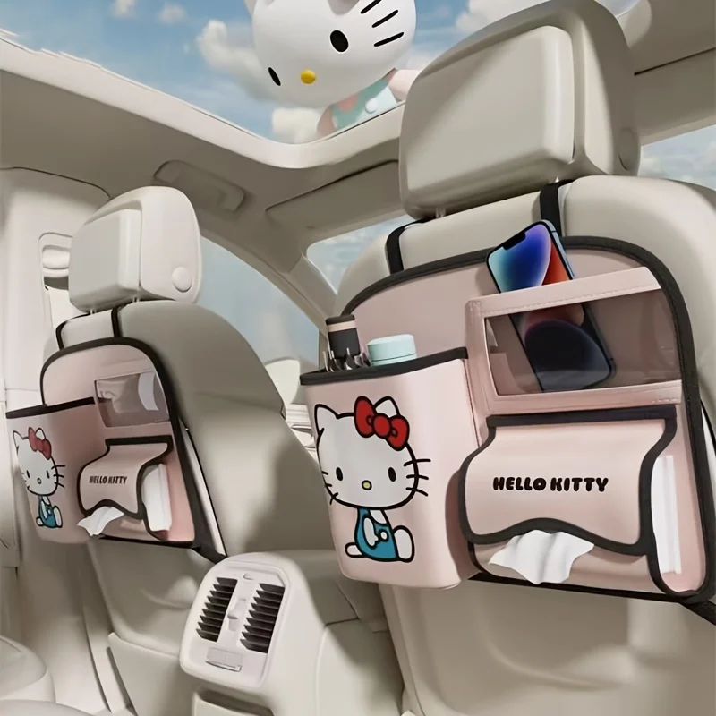 

Sanrio Hello Kitty Car Seat Back Organizer Faux Leather Storage Bag with Phone Holder Ideal Birthday Holiday Gifts for Girls
