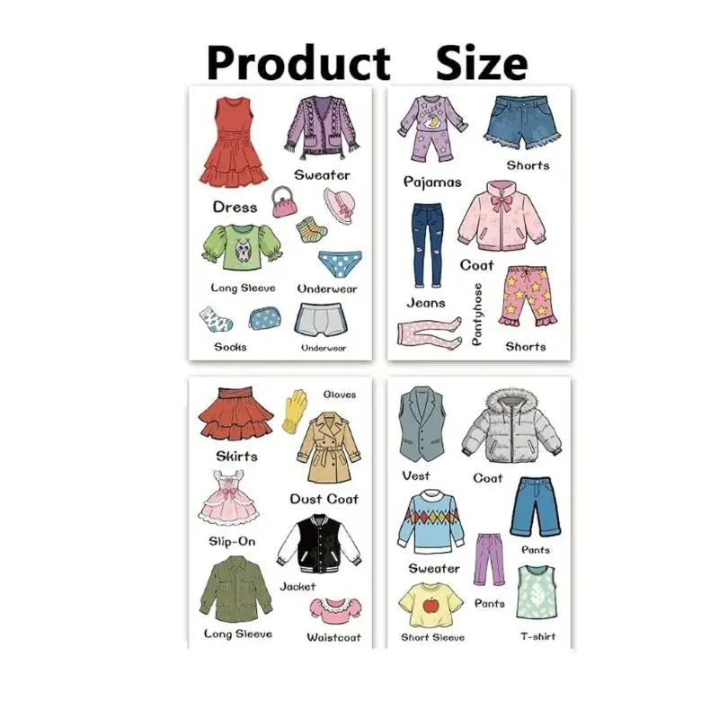 652F Removable Clothing Category Labels, 4 Sheets of Illustrated Stickers for Closets, Cabinets, and Household Storage
