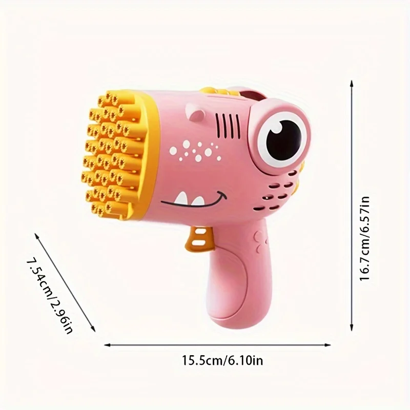 Machine à bulles dinosaure 40 trous, jouet portatif pour enfants, pistolet à bulles sans batterie sans bulle d'eau