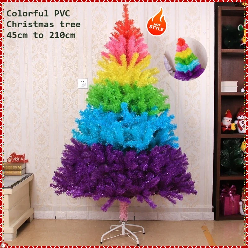 

Colorful Artificial Christmas Tree PVC Material Light Luxury Rainbow Christmas Tree 45cm-210cm Christmas Atmosphere Decorations