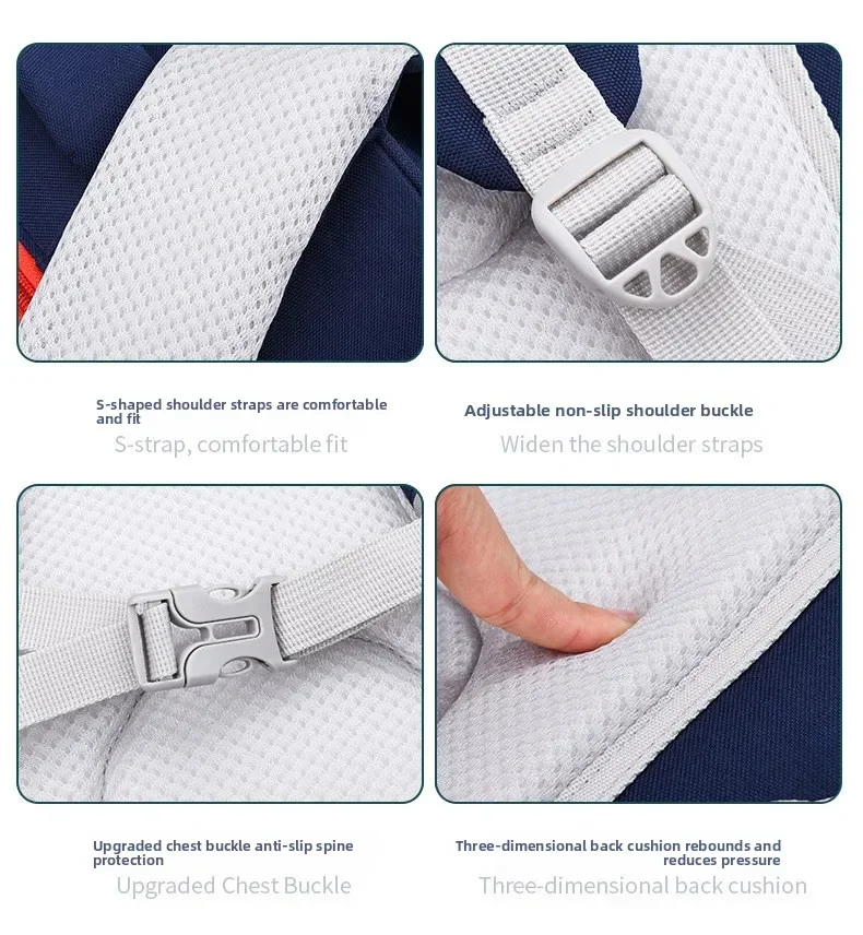 Kinder-Schulrucksack für Jungen und Mädchen der Klassen 1,6, leicht, Oxford-Stoff, wasserdicht, langlebig, Büchertasche mit ergonomischem Design – Detail 7