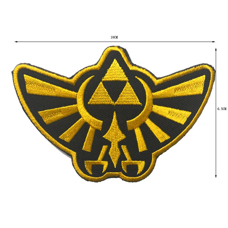 1Pc Borduurwerk Doek Sticker Zelda Legends Vleugels Armbanden Koninklijke Embleem Logo Tactische Militaire Badge Kleding Stof Goud Zilver