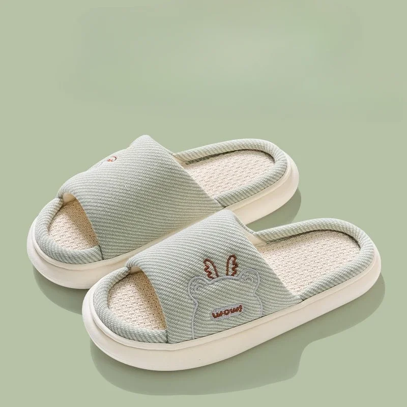 Lightweight Cotton Linen Slippers Winter Thick Bottom Women's Indoor Non-slip Pregnant Women Warm Home Shoes