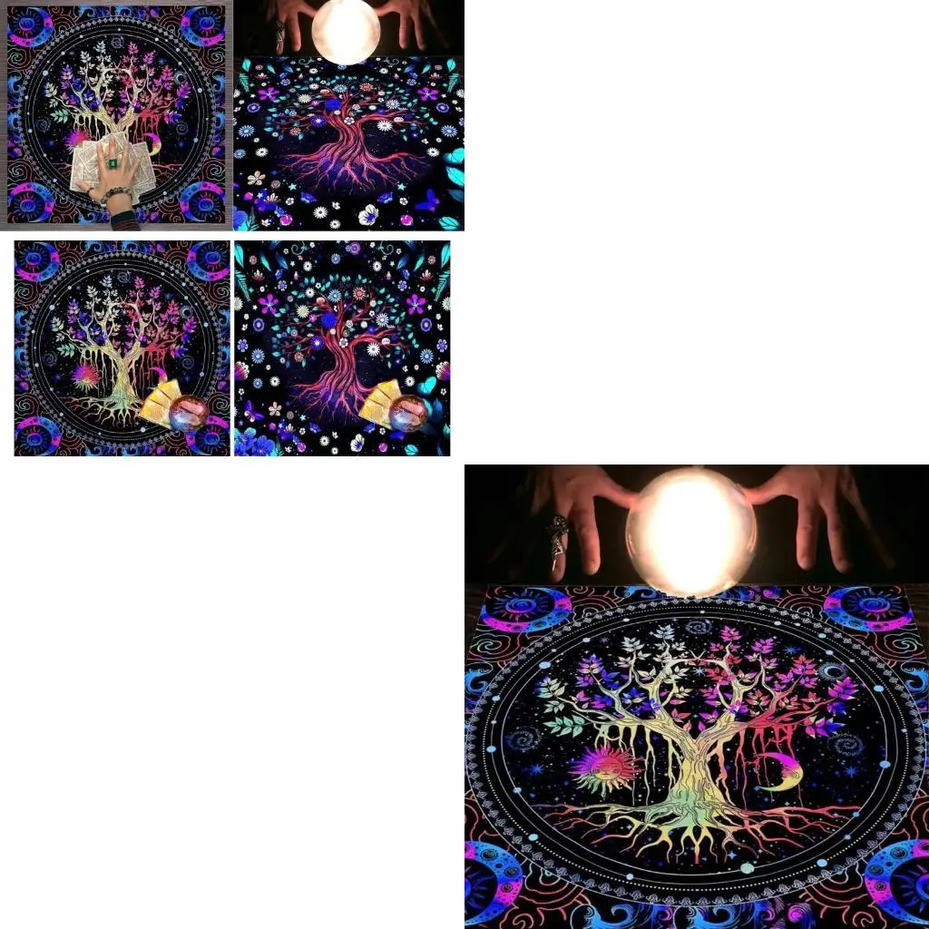 Q39E Astrology Tarots Table Altar Cloth Metaphysical Board Game Mat Pendulum Divinations Altar Tablecloth Board Game Card Pad