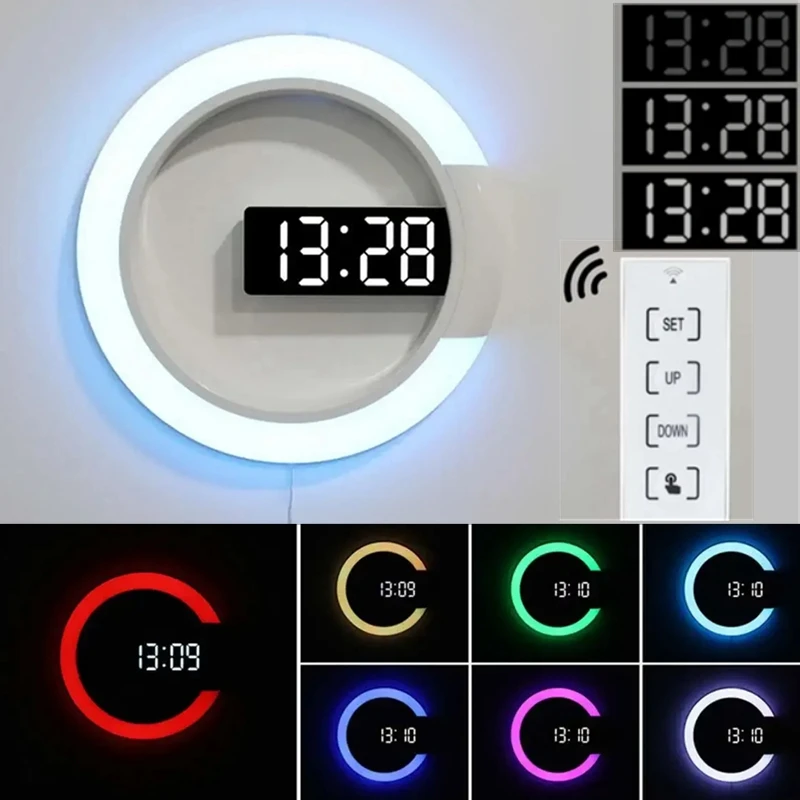 

Настенные цифровые часы Nightlight, зеркальные украшения в современном стиле для дома, гостиной