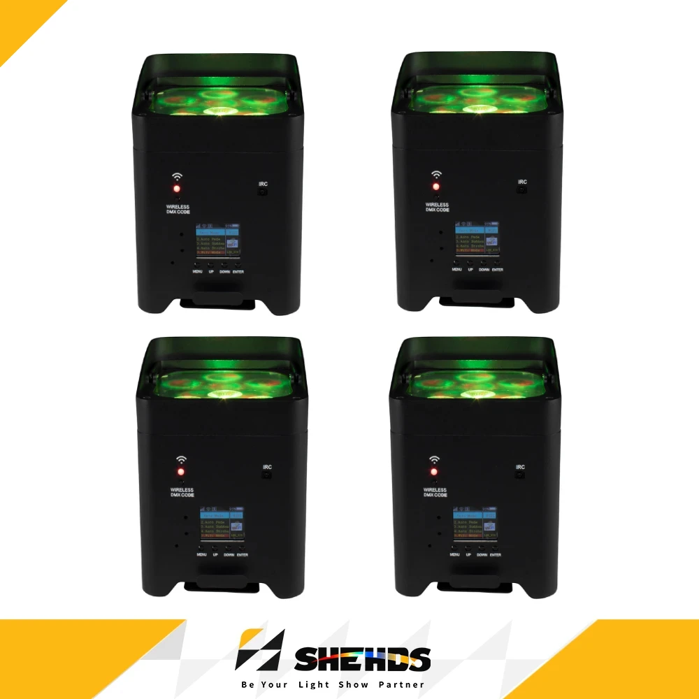 SHEHDS 2/4/6 Stück 6x18W WLAN LED-Lichter mit Fernbedienung und App-Steuerung, kabelloses DMX512-Licht mit Akku für Bar, Disco, Hochzeit, Party, DJ, Wash-Effekt