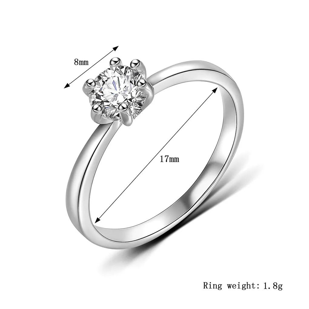 Couples Wedding Six-claw Crystal Ring Punk Loop Circle Woman Man Girls Lady Party Jewelry Rings