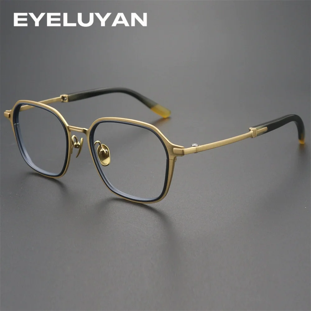 

EYELUYAN high-end Pure Titanium Eyeglass Frame Pure Cow Horn Legs New Business Style Myopia Optical Glasses Frames H2391