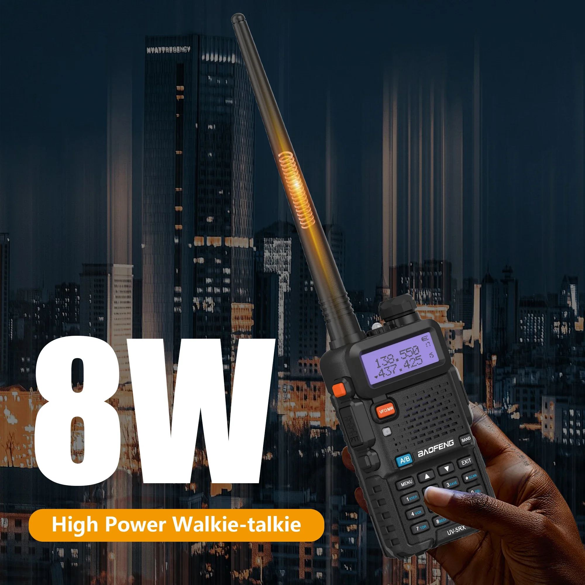 Baofeng UV-5RX VHF UHF M-5R Walkie Talkie 8Watts 3800mAh AM Wireless Copy Long Range Walkie Talkie Rechargeable Two Way Radios