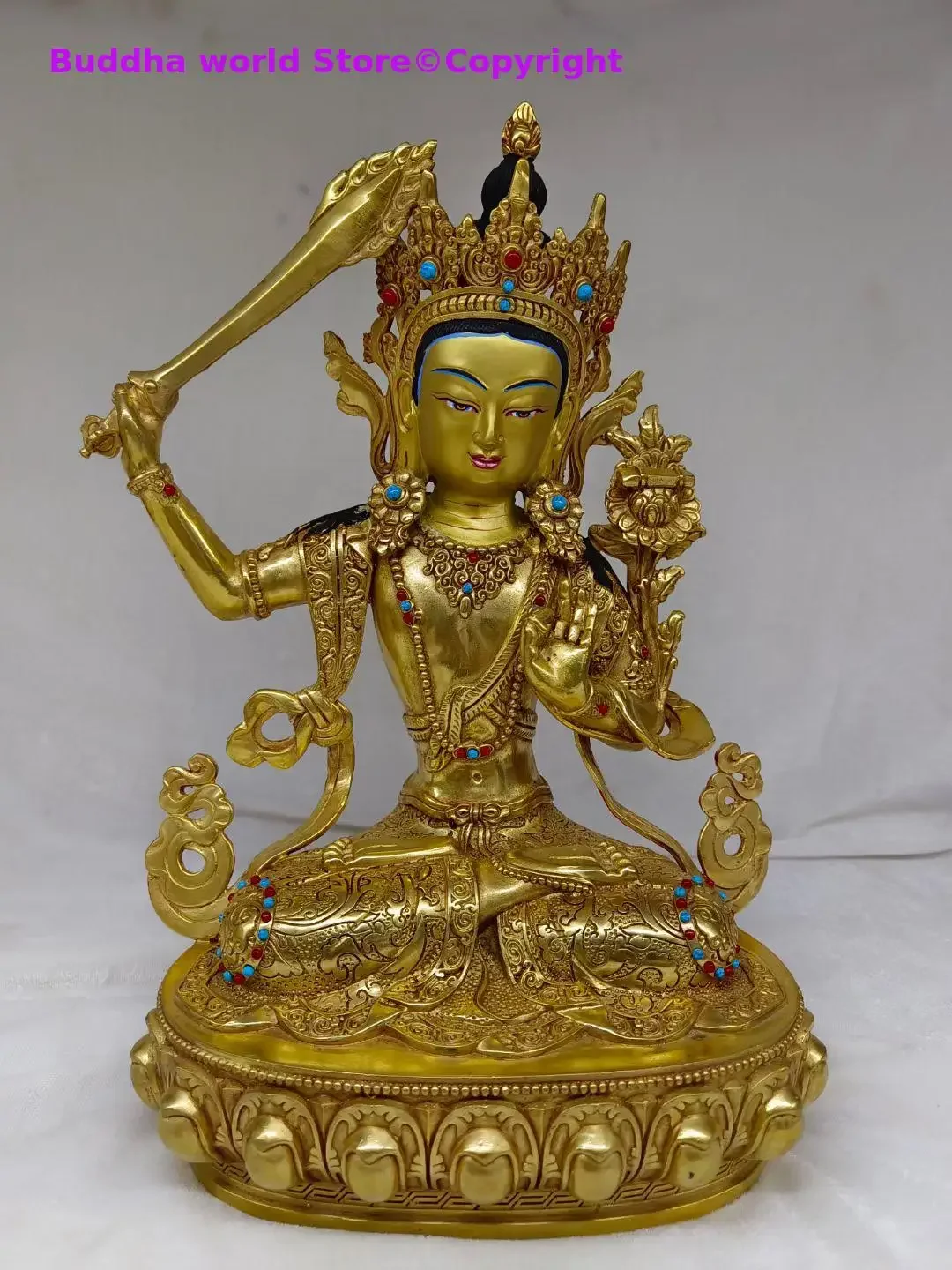 large 2025 Tibet gilding COPPER Buddhist wisdom kindly Bodhisattva Manjusri Buddha statue believer effective protection