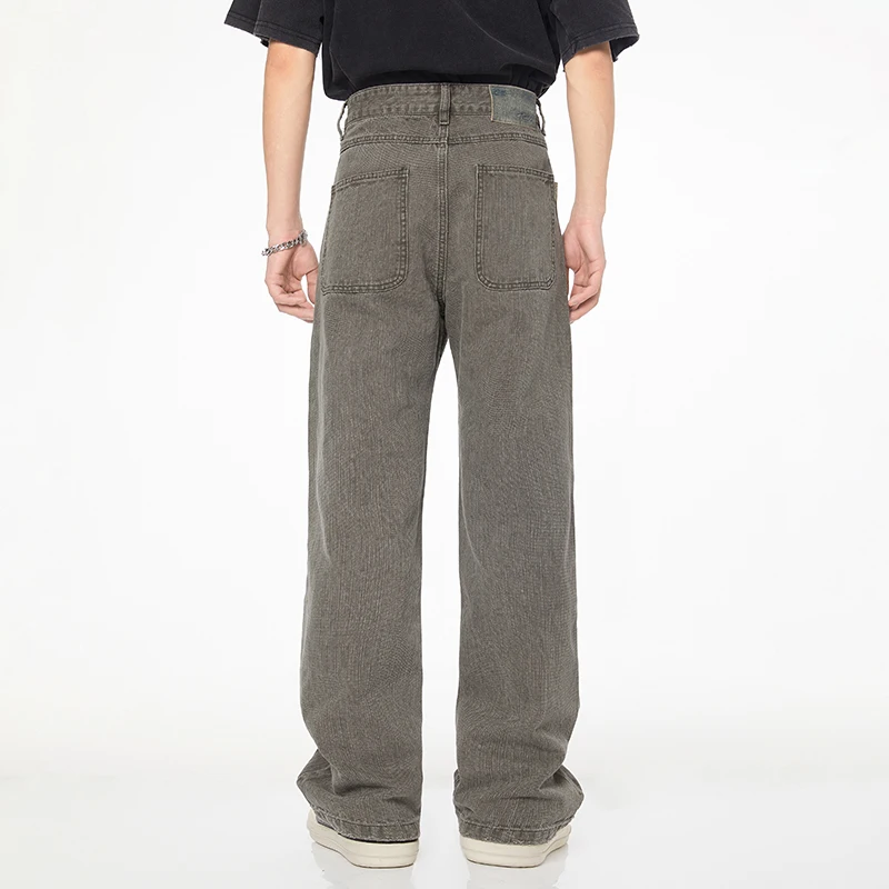 oversize Long Jeans Men's Spring and Summer Loose Straight Casual American High Street Retro Trousers 2024 New