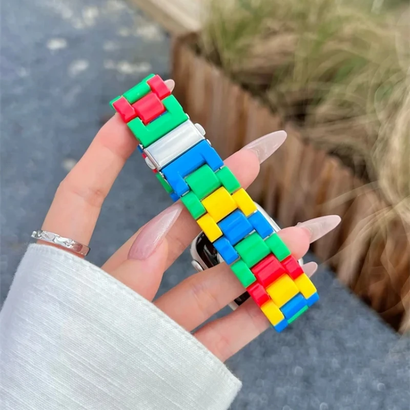 Lego Bracelet de montre bloquant pour IWatch Ultra 10 9 8 7 6 5 4 SE Bracelet en plastique unisexe pour Apple Watch différentes tailles 42mm-49mm