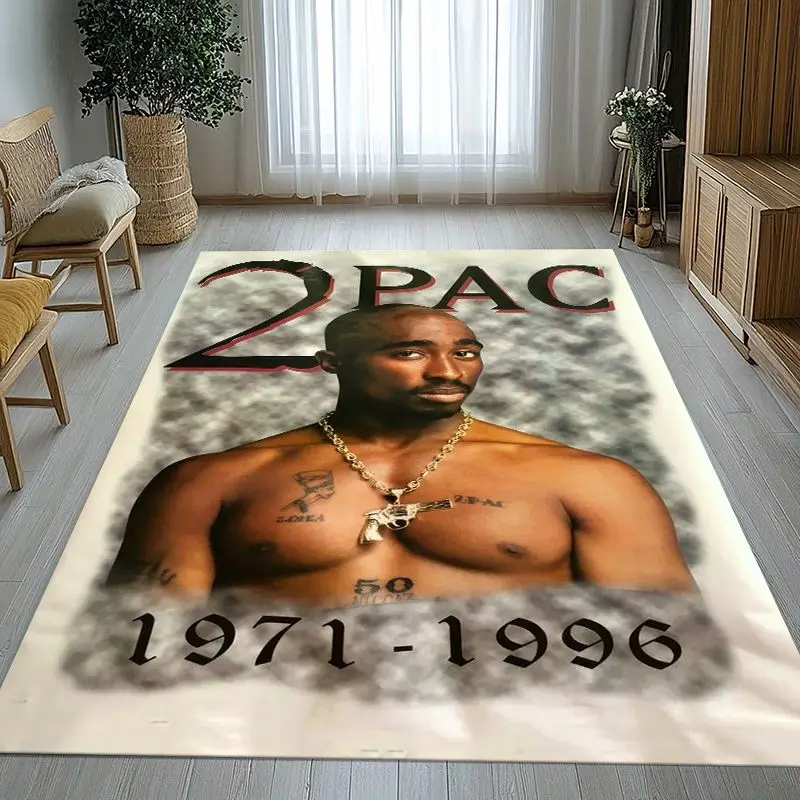 Vintage Tupac 2Pac West Coast Rap Legend Soft Non-Slip Large Area Rug for Living Room,Bedroom Carpet Mat for Sofa,Home Decor
