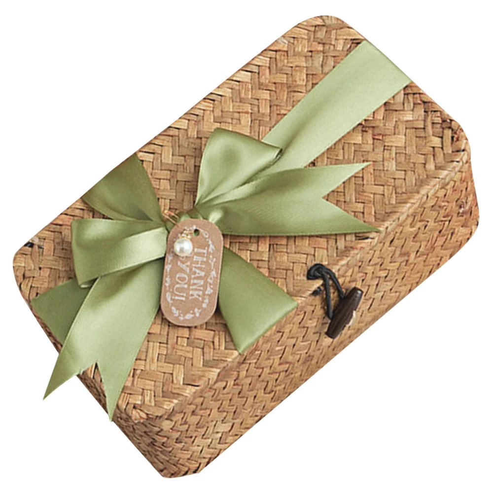 

Woven Storage Basket Natural Seagrass Multi-Function Small Basket for Home Office Desktop Fruit Snack Container Retro Gift