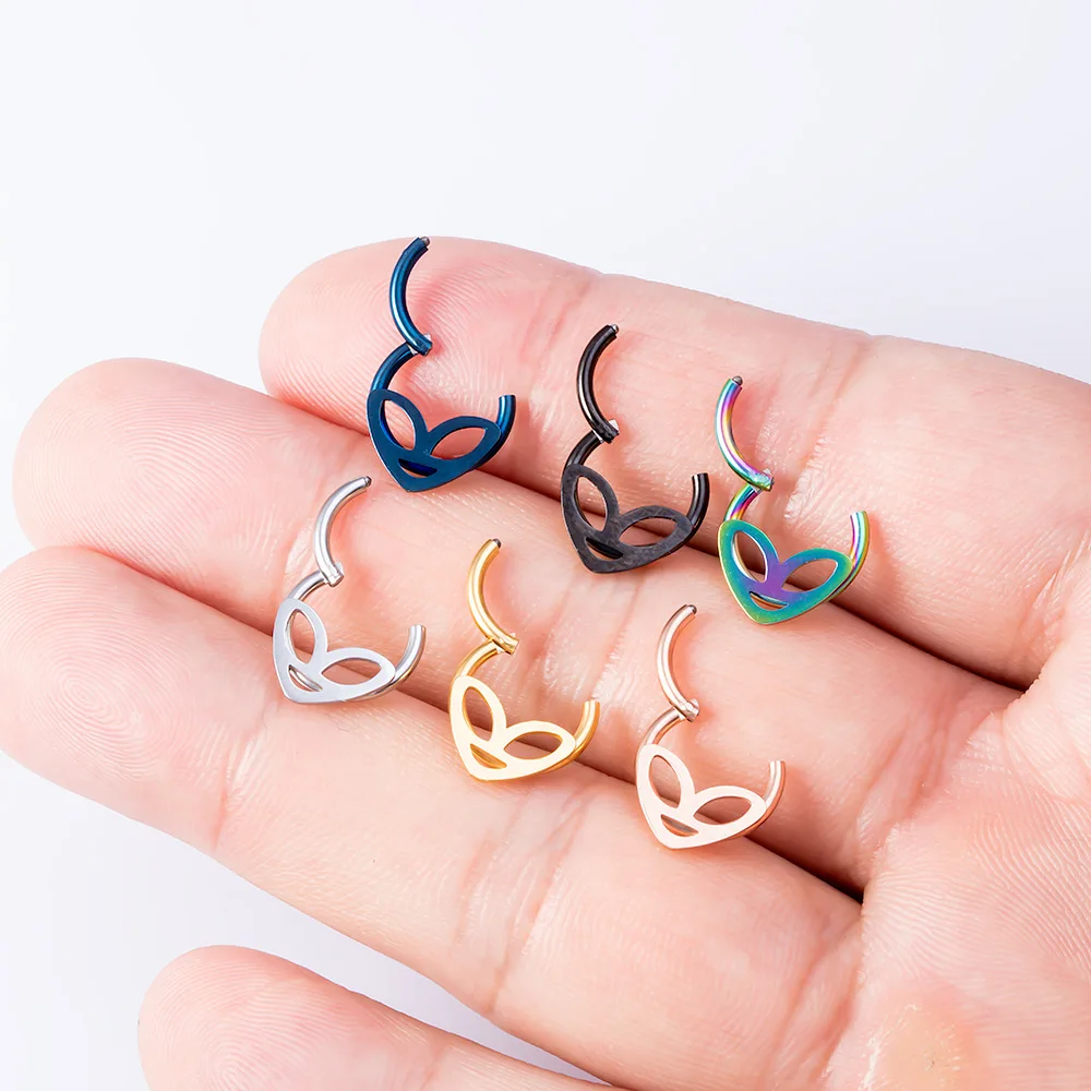 Wholesale 316L Stainless Steel Alien Nose Ring 16G Nasal Septum Earrings Ear Cartilage Tragus Helix Piercing Jewelry 6/10 Pcs