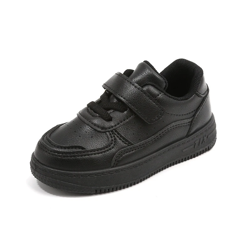 Casual Skate Shoes Spring Autumn Kids White Sneakers Smooth Leather Upper Soft Sole Comfortable Non Slip Lightweight Breathable