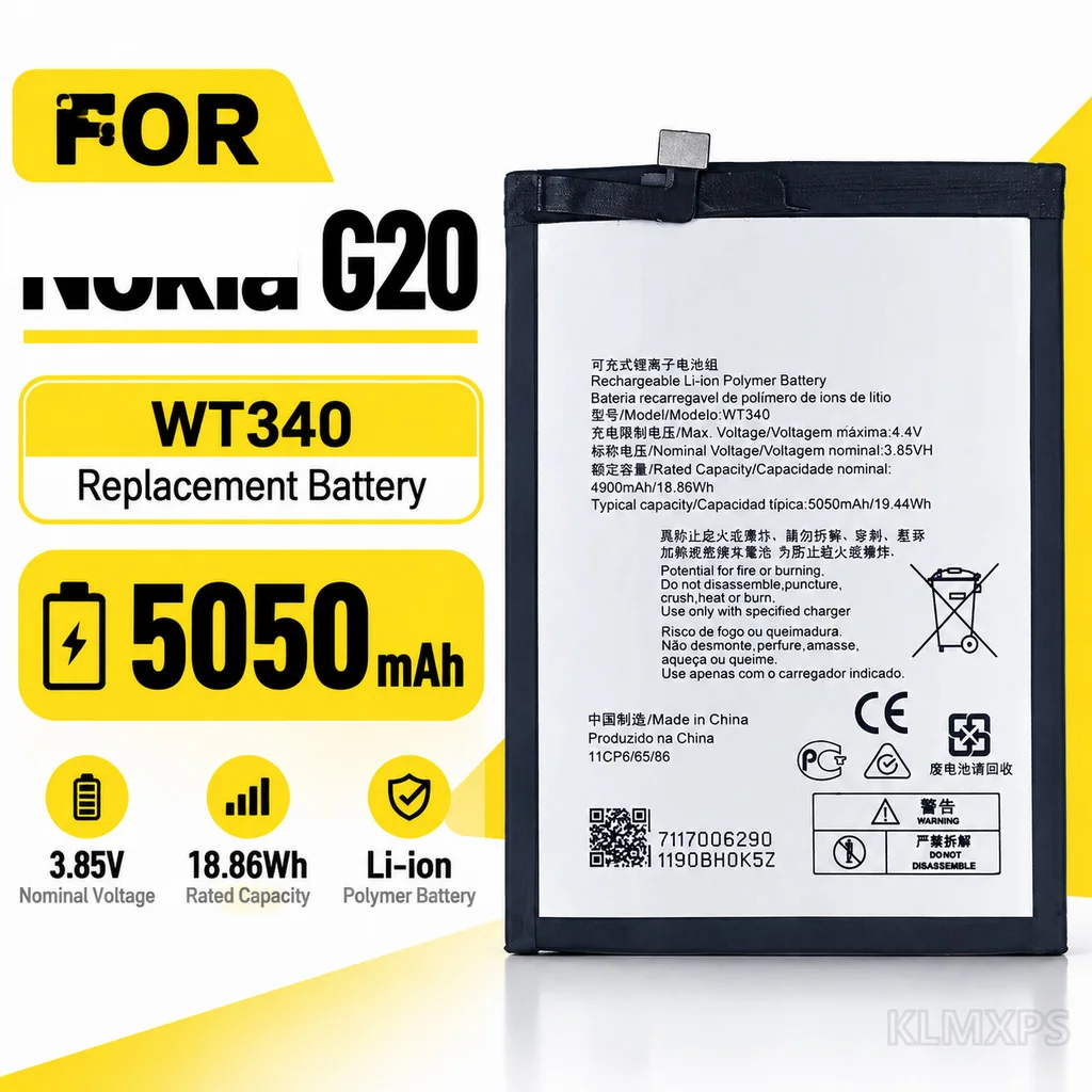WT340 5050mAh Built-in Replacement Battery For Nokia G20 Mobile Phone Battery Repair Part Rechargeable Replacement Cell