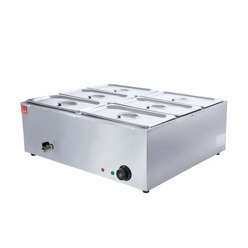 ستة وعاء طباخ عازل للحرارة الكهربائية الفولاذ المقاوم للصدأ العزل حساء بركة سطح المكتب وعاء الحساء الكهربائية آلة 220 فولت