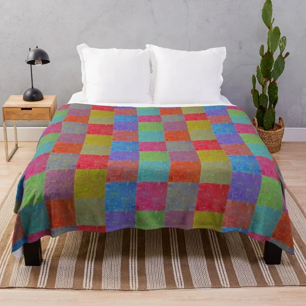 

Multi Colored Squares Abstract Throw Blanket Long Lasting Soft Plush Blanket for Daily Use