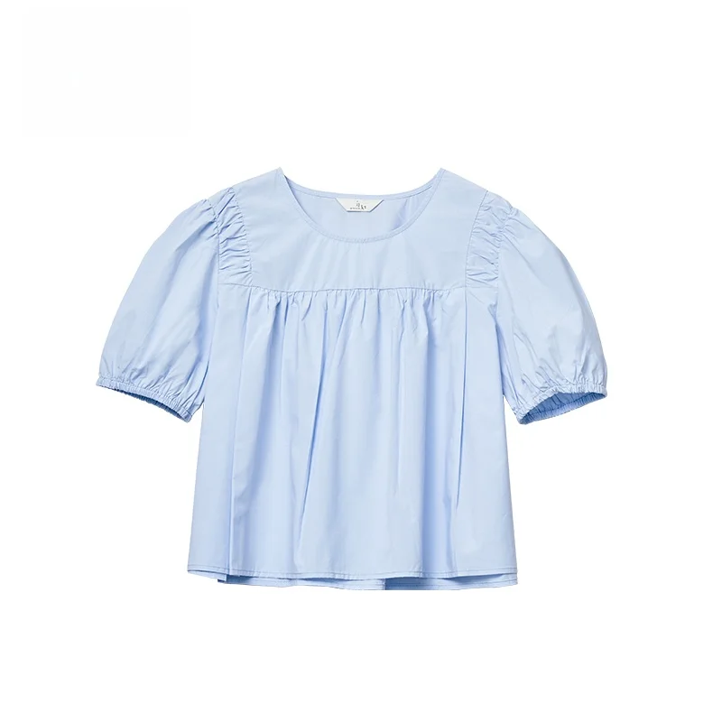 

GOFAR Cute Bubble Sve ort Sve irt Women Summer New Loose round Ne ort Top Cotton Modal Blend Comfortable Fit