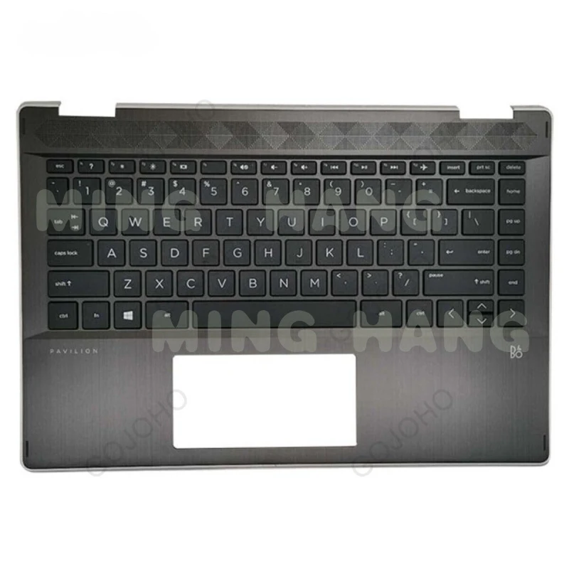 l   L53795-001 For HP Pavilion X360 14-DH Palmrest w/ Keyboard Backlit Silver Edge