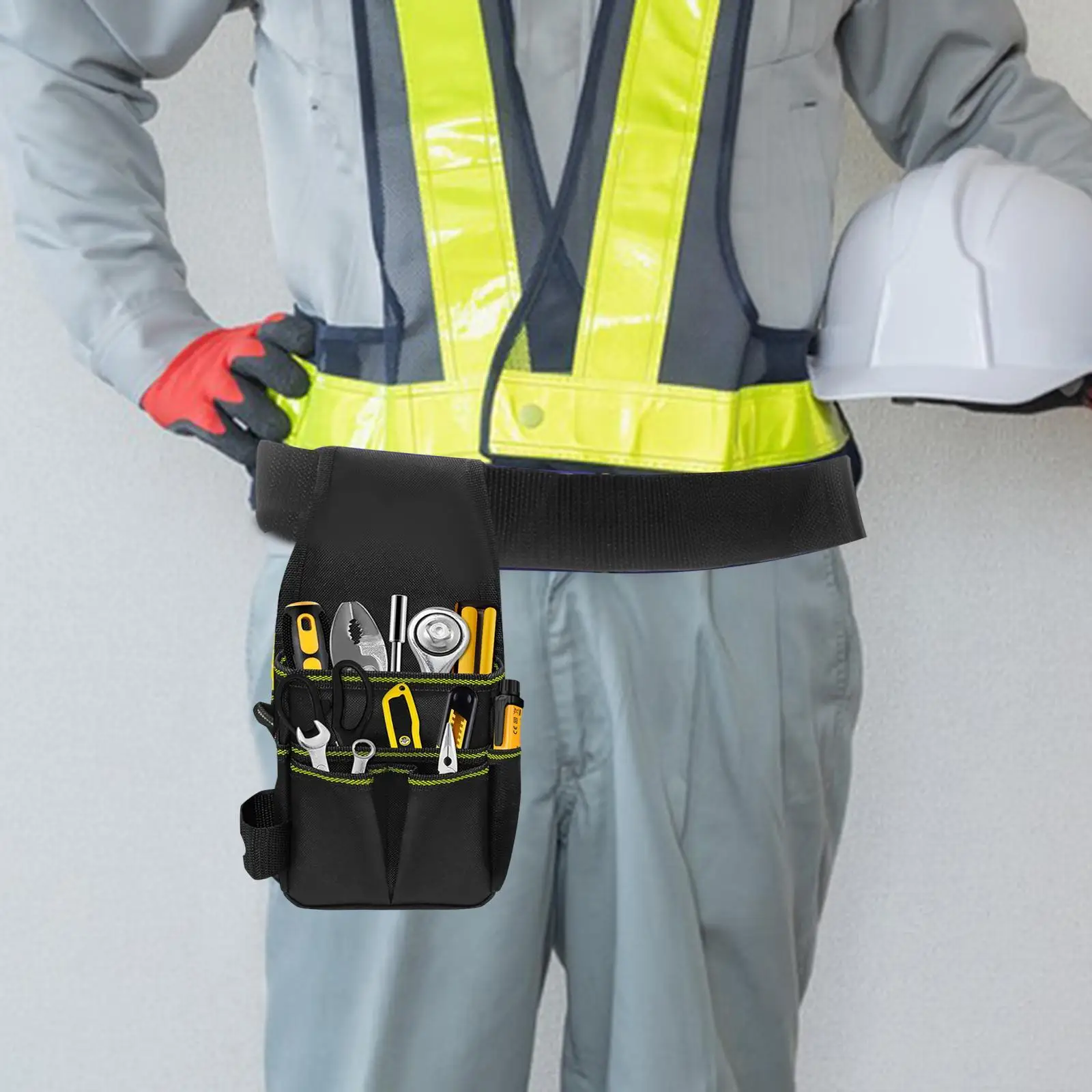 Bolsa de herramientas para electricista, cinturón de herramientas portátil multiusos, poliéster, regalo para papá, organizador de herramientas para carpintero y aflote