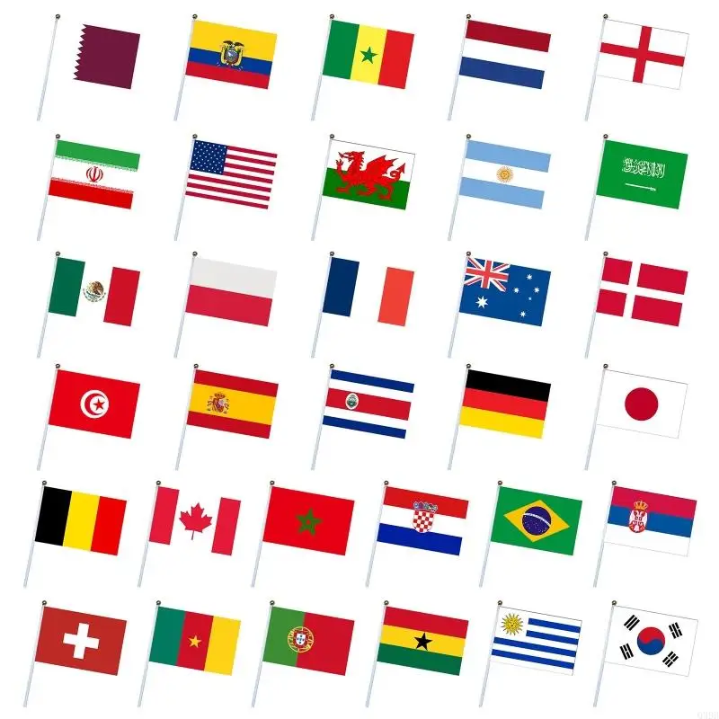 Q39b 50pcs/مجموعة العلم العالمي للبلاد الدولية التي عقدت العلم الصغير الصغير المصغر على العلم الوطني على تزيين الحفلات العصي